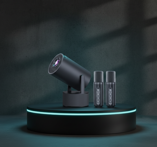 Proyector Portátil HY300 Pro Karaoke - WiFi 6, Android 11 y 2 Micrófonos Incluidos