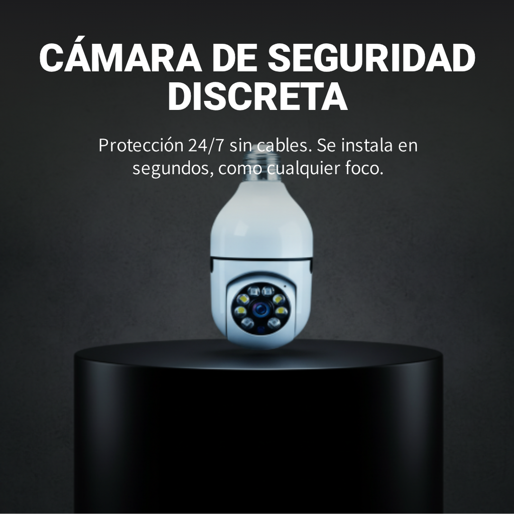 Cámara de Seguridad Bombillo 360° WiFi | Visión Nocturna y Alarma