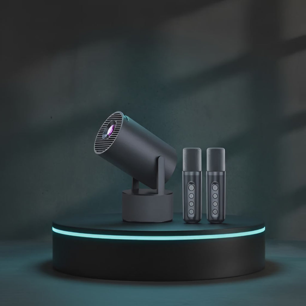 Proyector Portátil HY300 Pro Karaoke - WiFi 6, Android 11 y 2 Micrófonos Incluidos